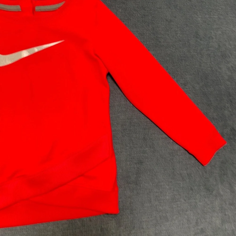 Nike Dri-Fit Sweatshirt Girls 24M Red Crossover Swoosh Logo Athletic Performance